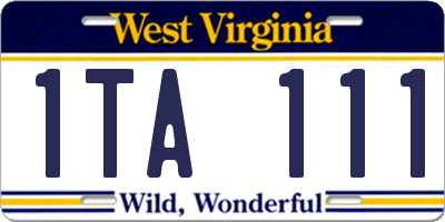 WV license plate 1TA111