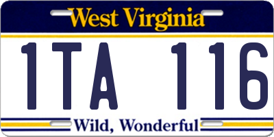 WV license plate 1TA116