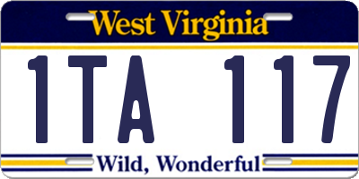 WV license plate 1TA117