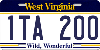 WV license plate 1TA200