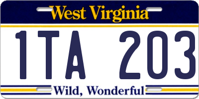 WV license plate 1TA203