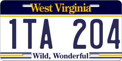 WV license plate 1TA204