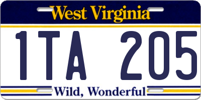 WV license plate 1TA205
