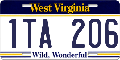 WV license plate 1TA206