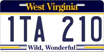 WV license plate 1TA210
