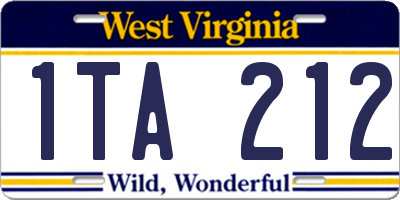 WV license plate 1TA212