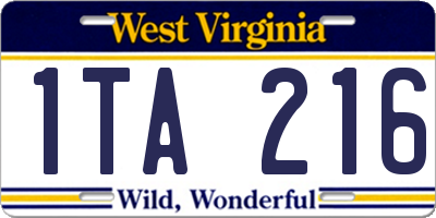 WV license plate 1TA216