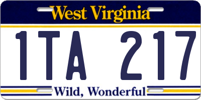 WV license plate 1TA217