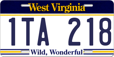 WV license plate 1TA218