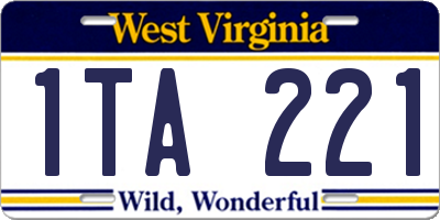 WV license plate 1TA221