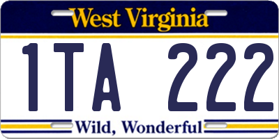 WV license plate 1TA222