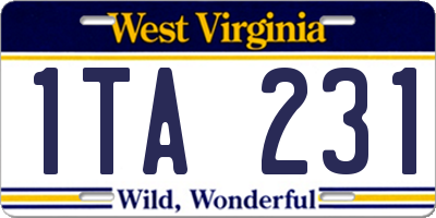 WV license plate 1TA231
