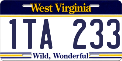 WV license plate 1TA233