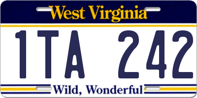 WV license plate 1TA242