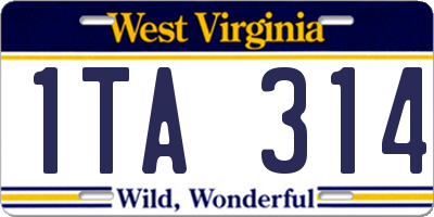 WV license plate 1TA314