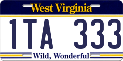 WV license plate 1TA333
