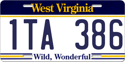 WV license plate 1TA386