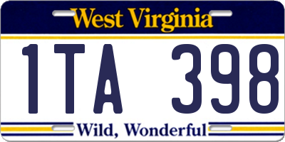 WV license plate 1TA398