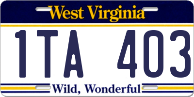 WV license plate 1TA403