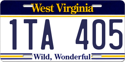 WV license plate 1TA405
