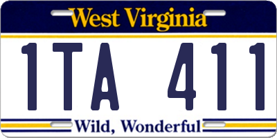 WV license plate 1TA411