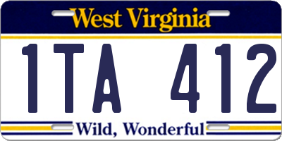 WV license plate 1TA412