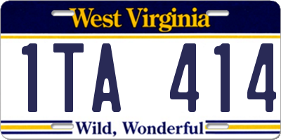 WV license plate 1TA414