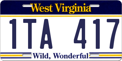 WV license plate 1TA417
