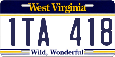 WV license plate 1TA418
