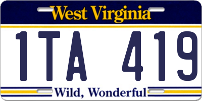 WV license plate 1TA419