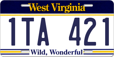 WV license plate 1TA421
