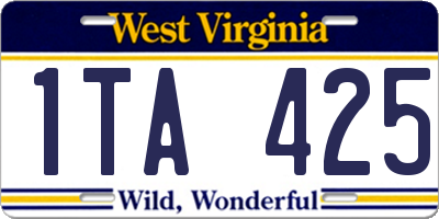 WV license plate 1TA425
