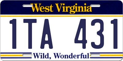 WV license plate 1TA431