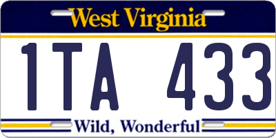 WV license plate 1TA433