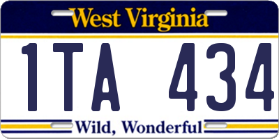 WV license plate 1TA434