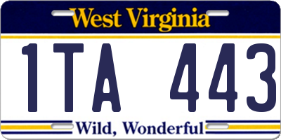 WV license plate 1TA443