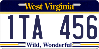 WV license plate 1TA456