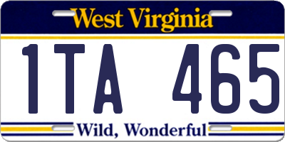 WV license plate 1TA465