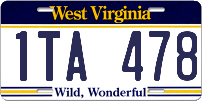 WV license plate 1TA478