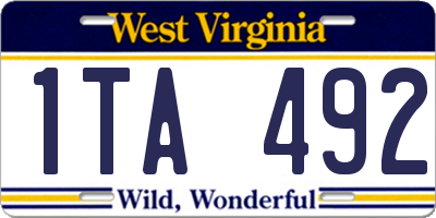 WV license plate 1TA492