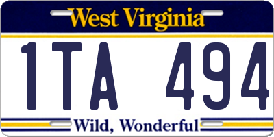 WV license plate 1TA494