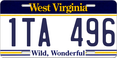 WV license plate 1TA496