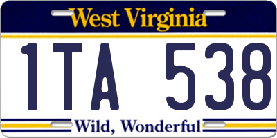 WV license plate 1TA538