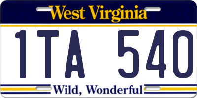 WV license plate 1TA540