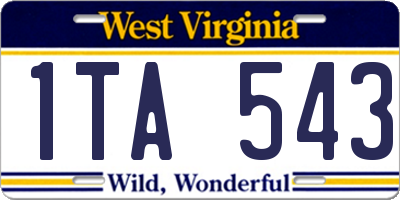 WV license plate 1TA543