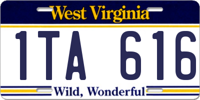 WV license plate 1TA616