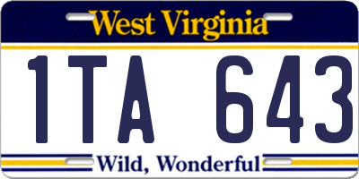 WV license plate 1TA643