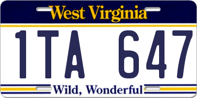 WV license plate 1TA647