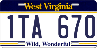 WV license plate 1TA670