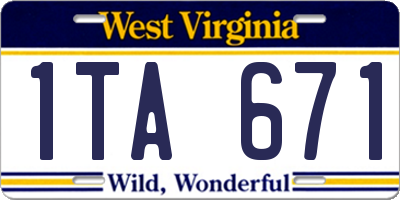 WV license plate 1TA671